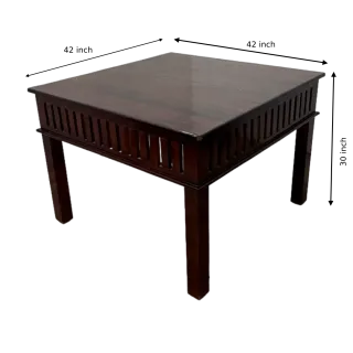 Square Teak Wood 4 Seater Dining Table with Glossy Finish