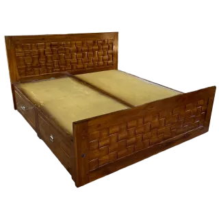 Bamboo Teak Wood King Size Bed with Storage