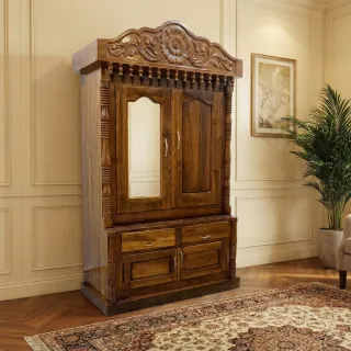 Teak Wardrobe with Handcrafted Flowers