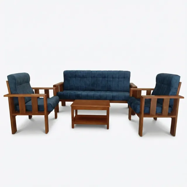 Royal Curve Teak Sofa Set – Solid Teak Wood 3+1+1 Seater