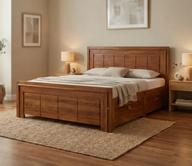 Teak Wood King Size Bed
