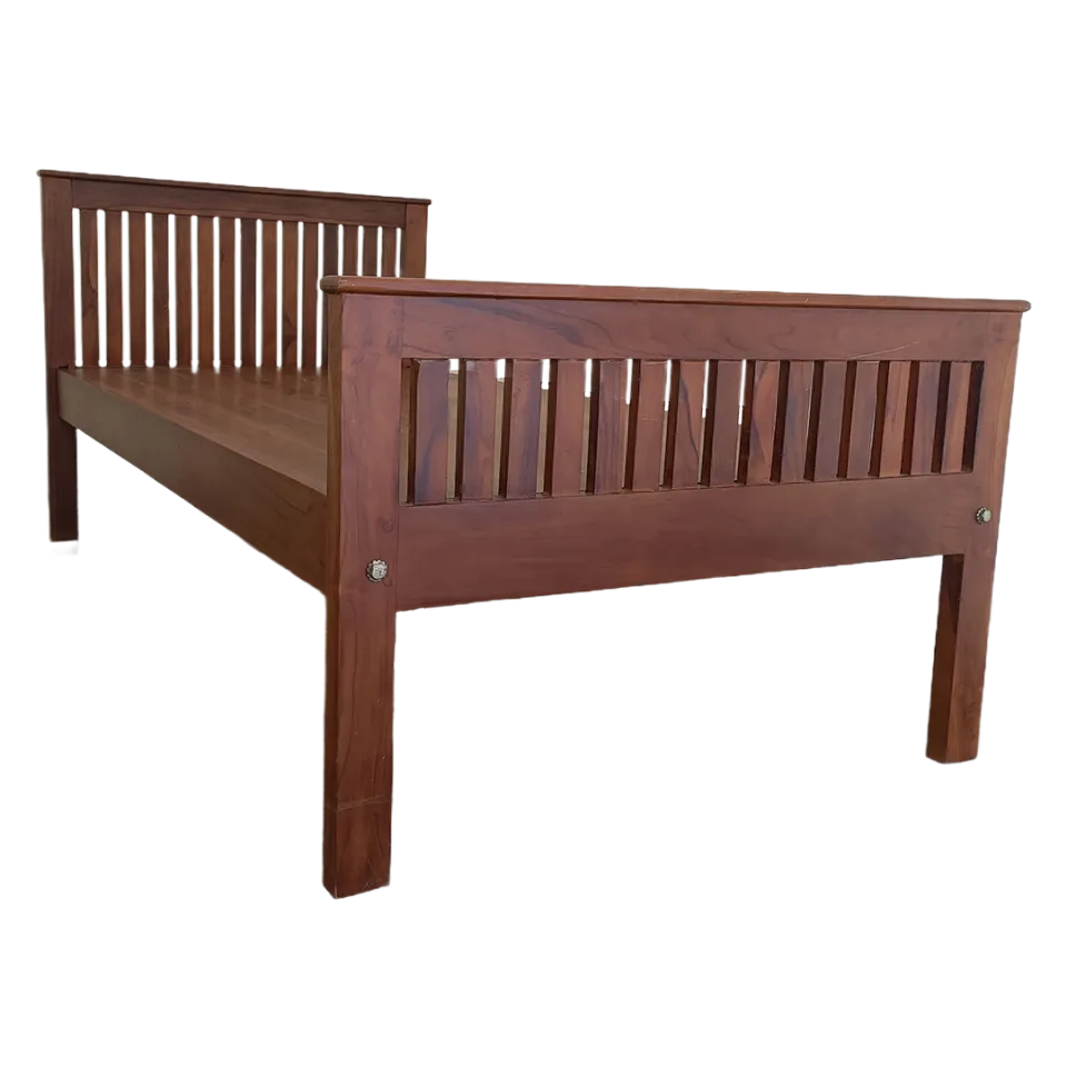 Prison Teak Wood Single Bed