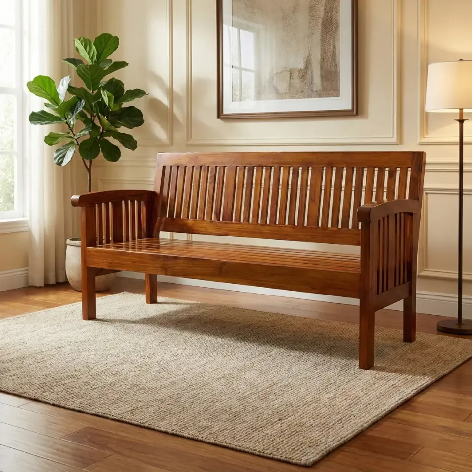 Arc Rest 3 Seater Teak Wood Sofa
