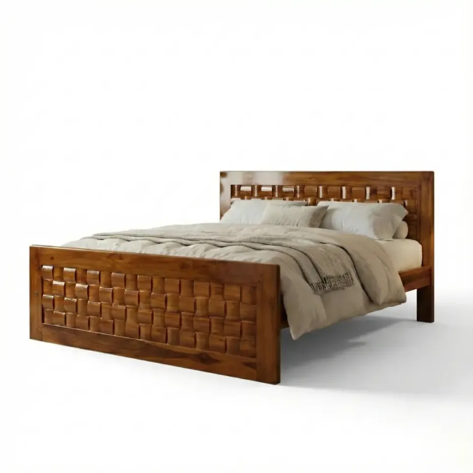 Bamboo Teak Wood King Size Bed with Storage