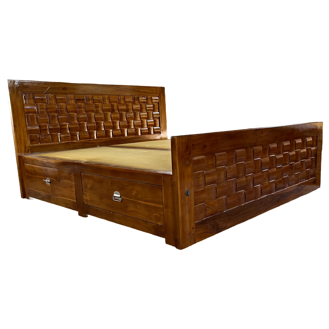 Bamboo Teak Wood King Size Bed with Storage