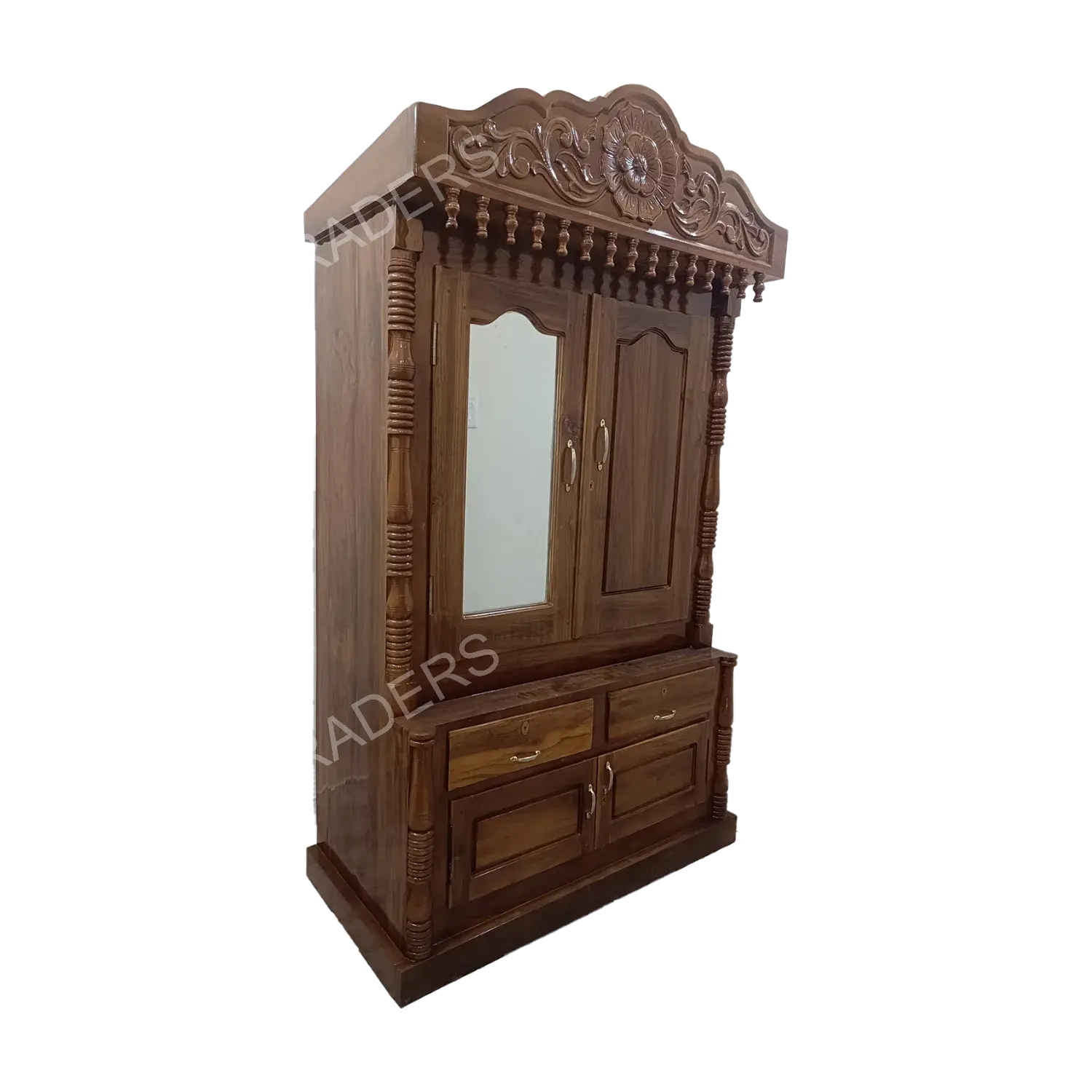 Teak Wardrobe with Handcrafted Flowers