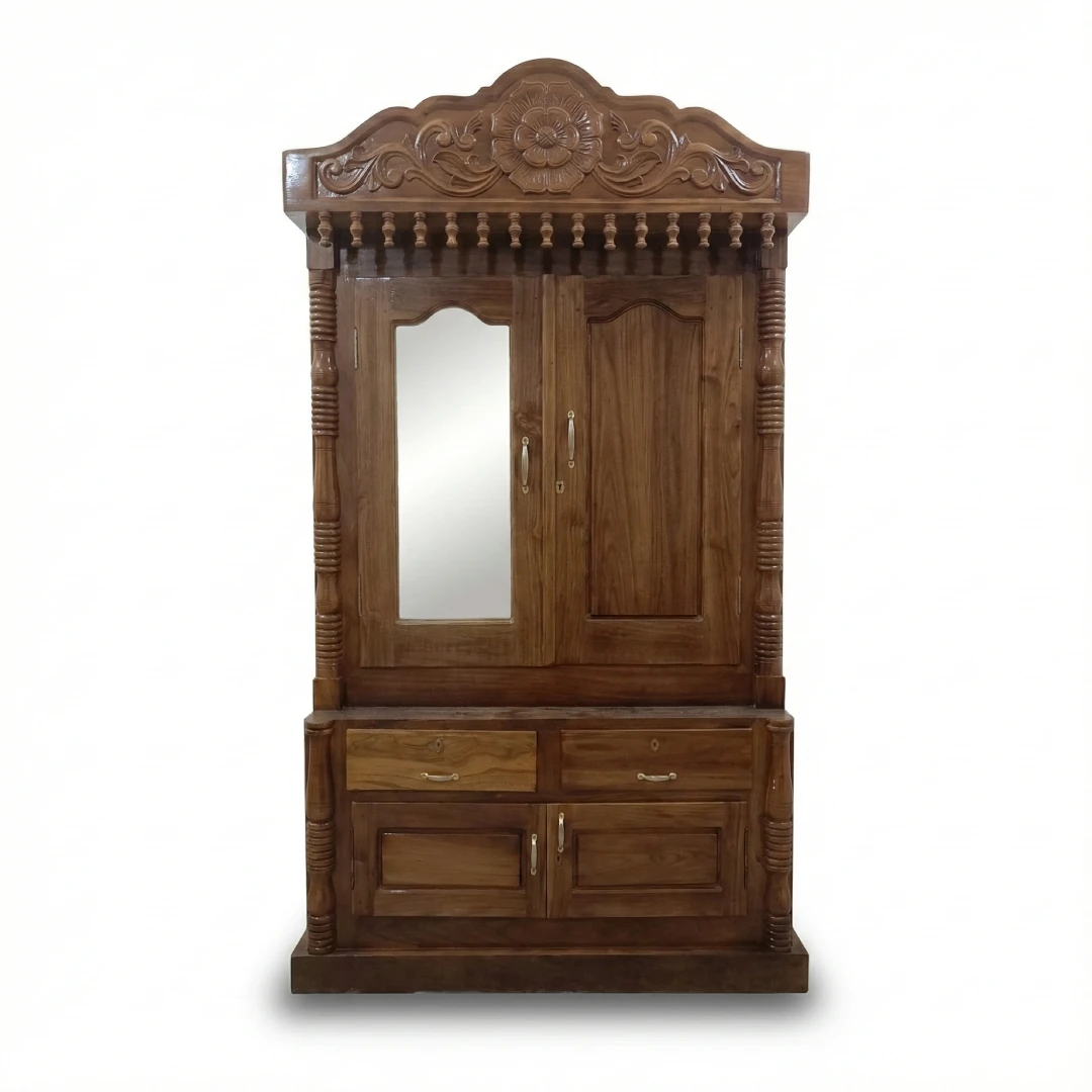 Teak Wardrobe with Handcrafted Flowers