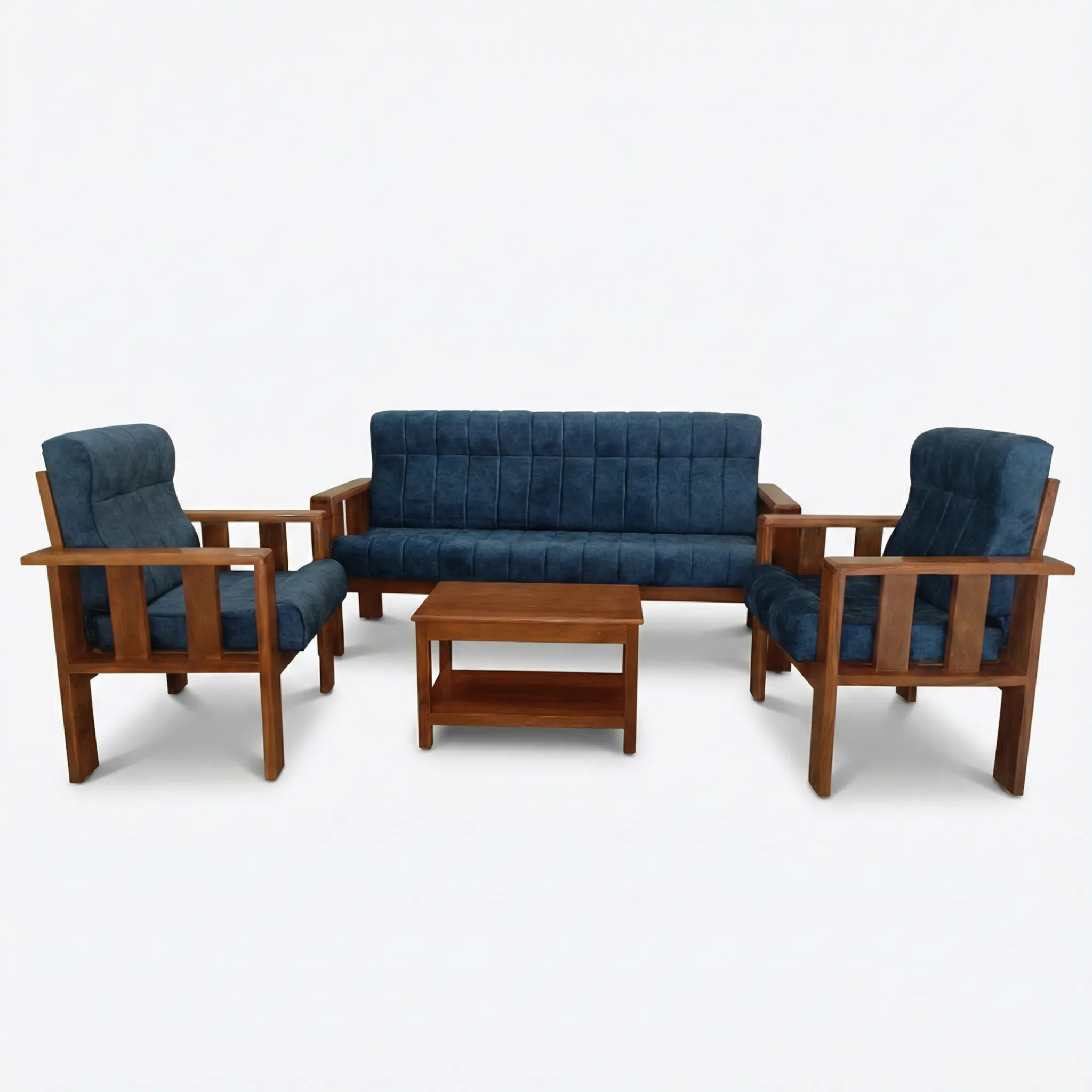 Royal Curve Teak Sofa Set – Solid Teak Wood 3+1+1 Seater