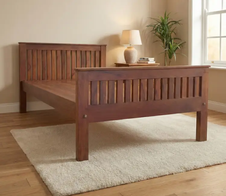 Prison Teak Wood Single Bed