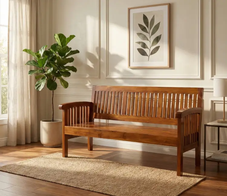 Arc Rest 3 Seater Teak Wood Sofa