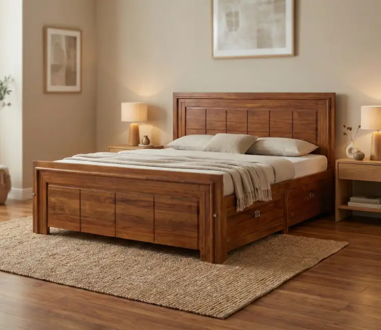 Teak Wood King Size Bed